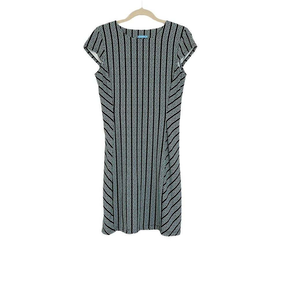 J McLaughlin Greek Key Mint & Black Sheath Size Small